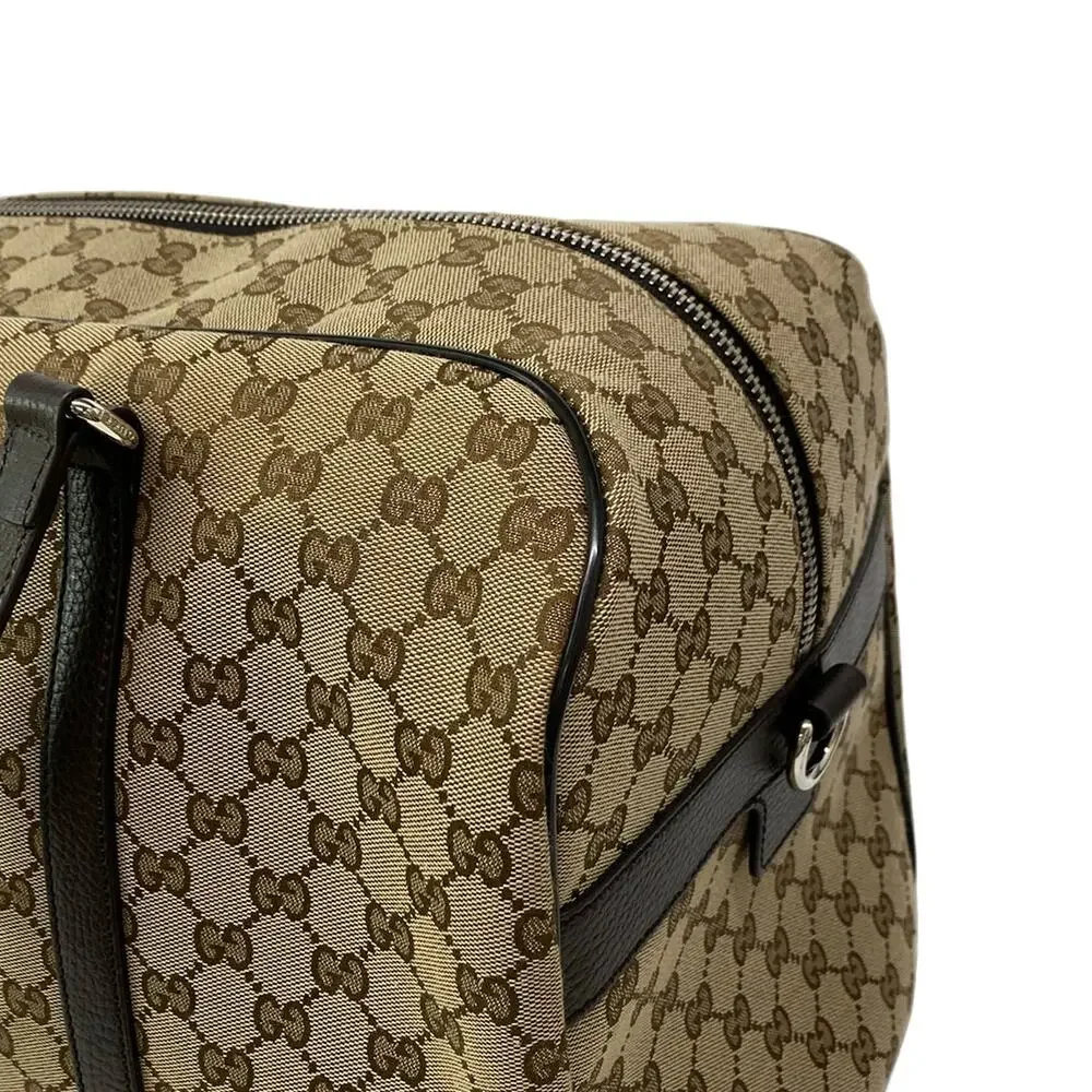 Gucci GG Boston Bag 449167 Beige Dark Brown Jacquard Leather